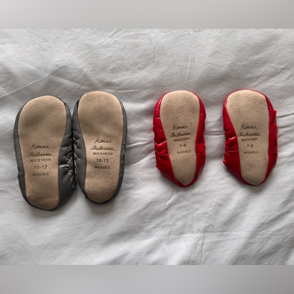 Hanna Andersson Gray and Red Kids Slippers - Picture 2 of 5